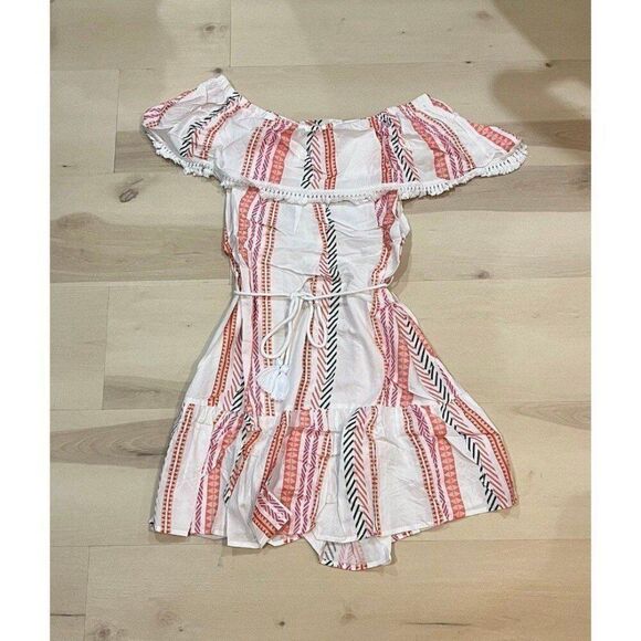 Anthropologie Mazik Beach Boho Vacation Coastal Flare Off The Shoulder Dress - Picture 7 of 10